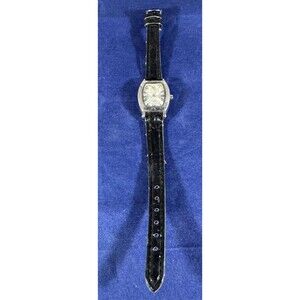SKC Women's Quartz Watch Black Leather Band 23mm Case 7 1/2 " Band